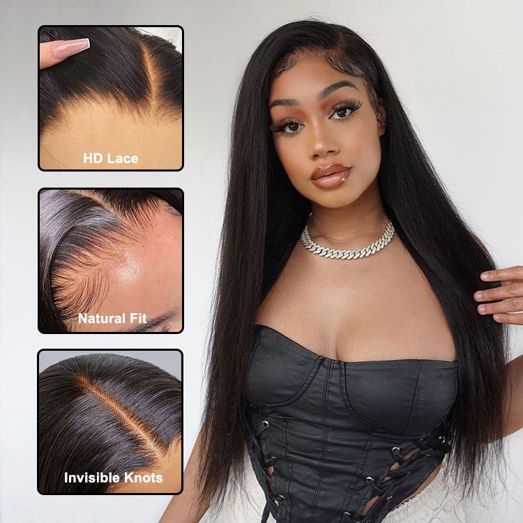 13x6 Straight Brazilian Human Hair HD Transparent Lace Front Wig - Superlovehair